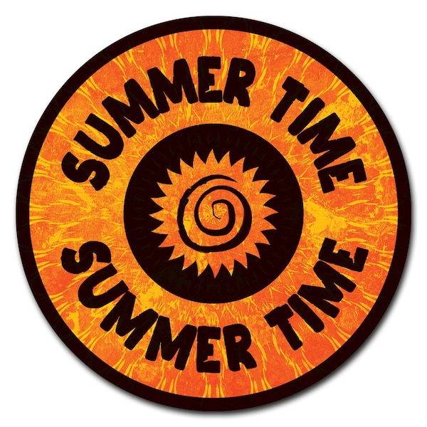 Summer Time Circle Vinyl Laminated Decal